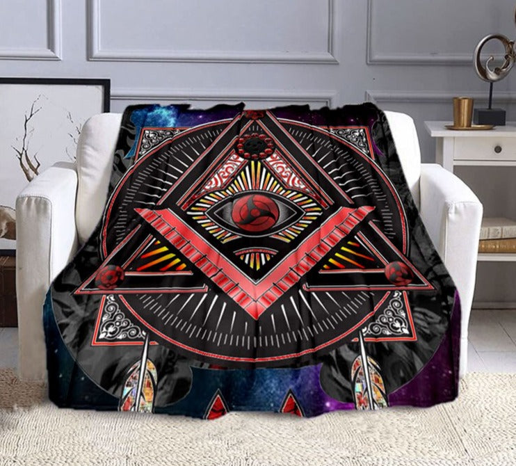 Master Mason Blue Lodge Blanket - Square and Compass G Flannel - Bricks Masons