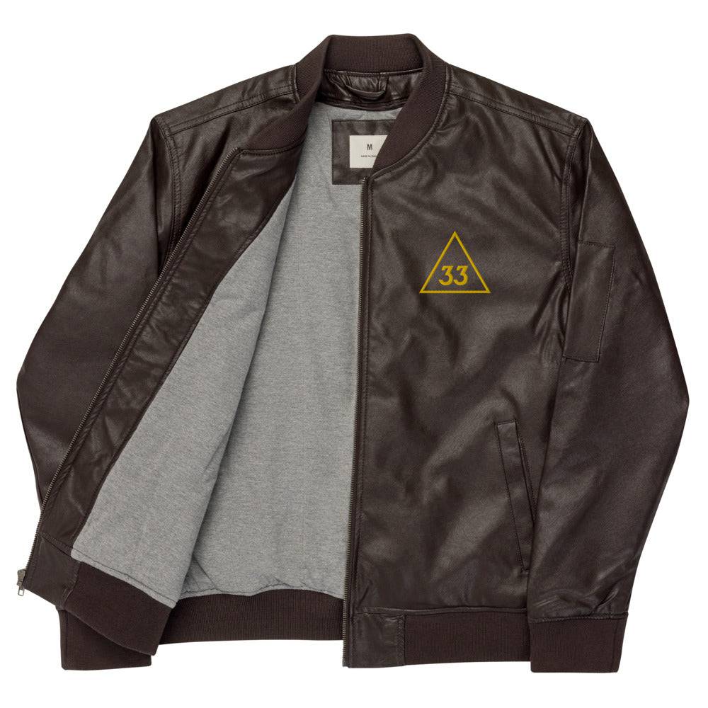 33rd Degree Scottish Rite Jacket - Leather Golden Embroidery