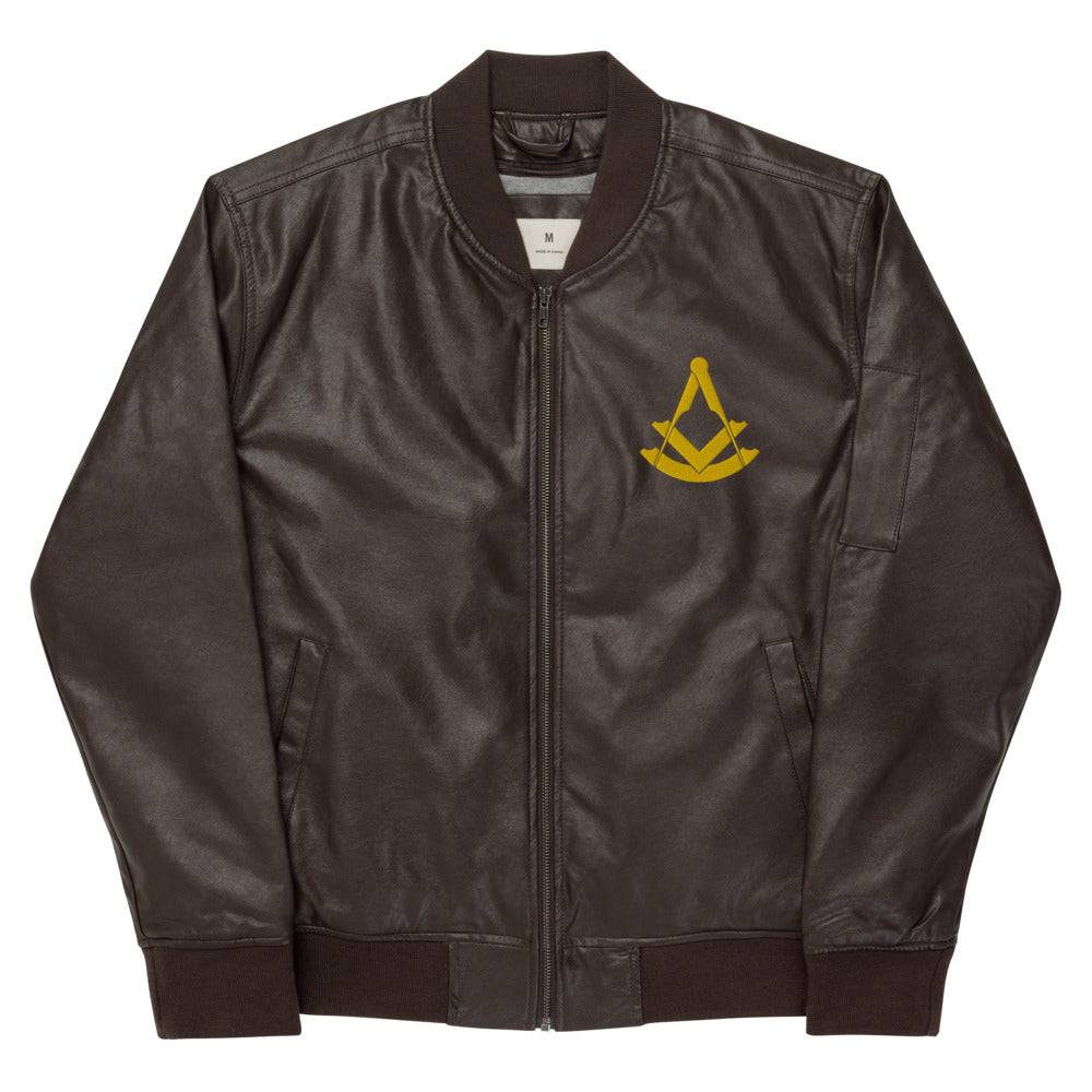 Past Master blue Lodge Jacket - Leather Golden Embroidery