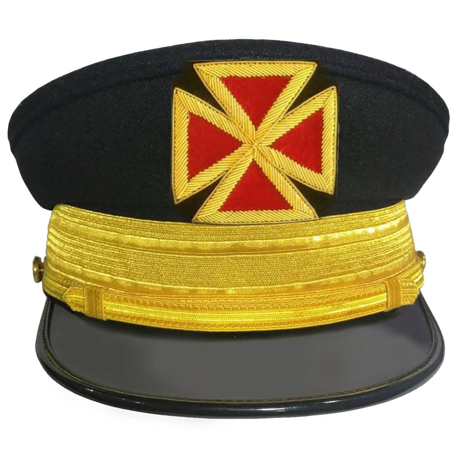 Grand Knights Templar Fatigue Cap - Hand Embroidered with Gold Braid - Bricks Masons