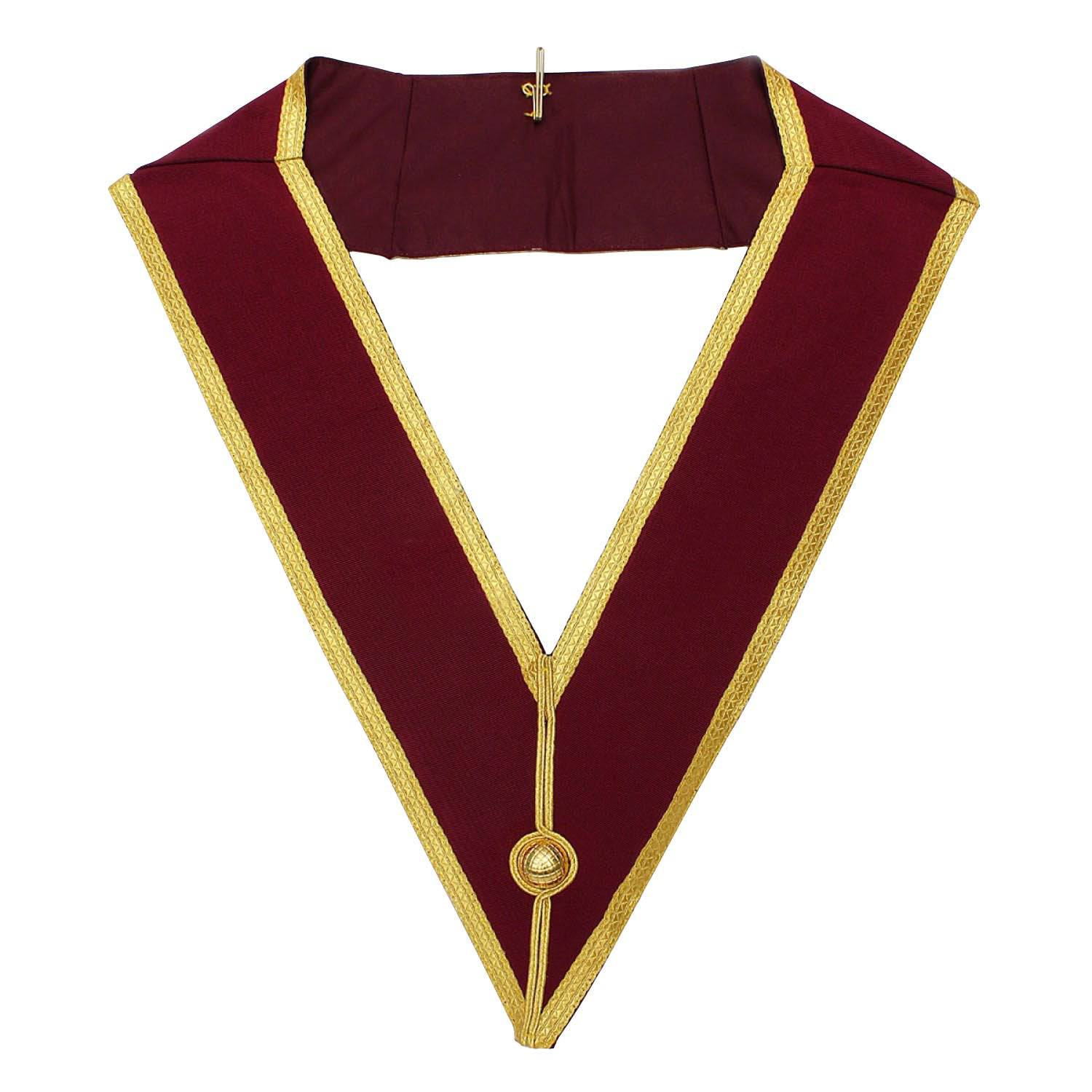 Grand Officers English Collar - Maroon with Gold Braid - Bricks Masons