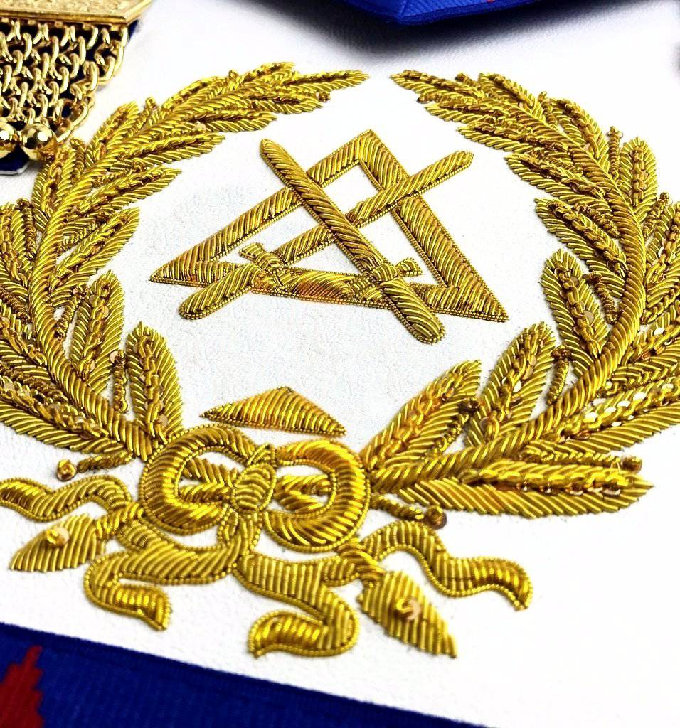 Grand Officers English Royal Arch Apron - Red & Blue - Bricks Masons