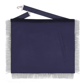 Grand Past Master Blue Lodge Apron - Blue Velvet With Silver Rayon Fringe - Bricks Masons