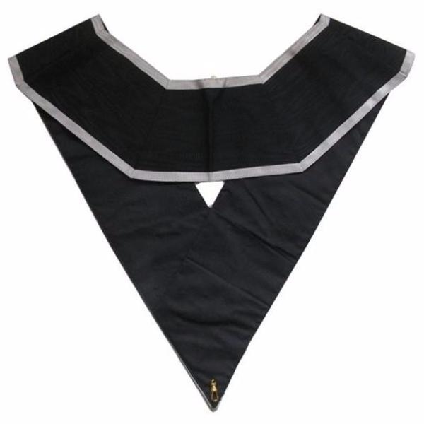 Grand Trésorier 30th Degree French Collar - Black Moire with White Borders - Bricks Masons