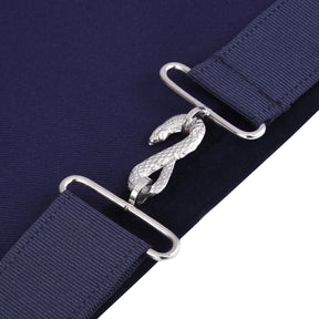 Historian Blue Lodge Officer Apron - Navy Velvet With Silver Embroidery Thread - Bricks Masons