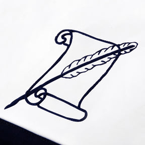 Historian Blue Lodge Officer Apron - Kenton Lodge Navy Velvet With Silver Embroidery Thread - Bricks Masons