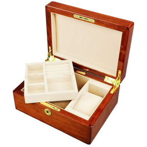 Master Mason Blue Lodge Jewelry Box - Rosewood & Soft Suede With Lock - Bricks Masons