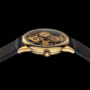 Master Mason Blue Lodge Wristwatch - Gold Skeleton Dial - Bricks Masons