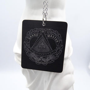 Grand Master Blue Lodge Necklace - Black With Stailness Steel Chain - Bricks Masons
