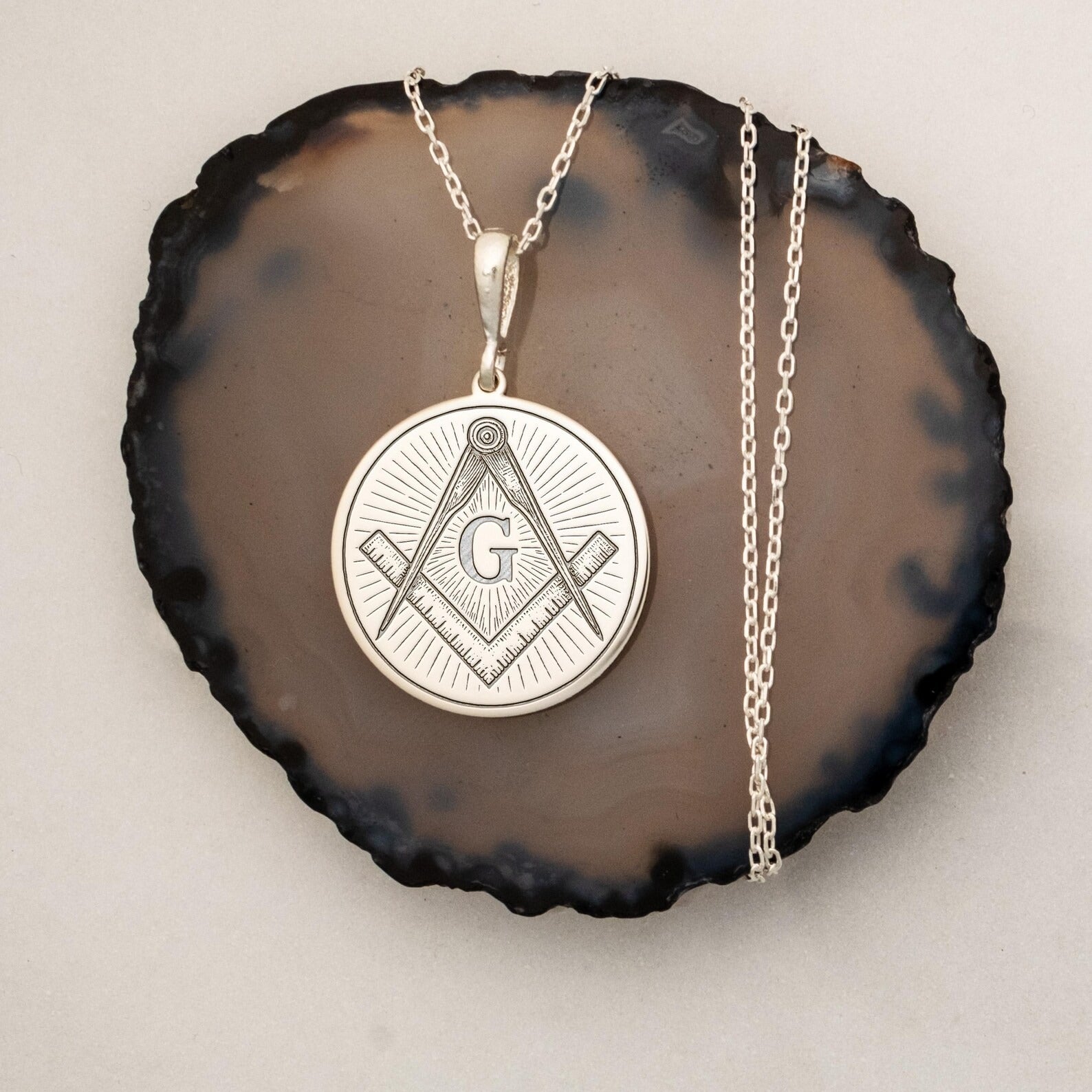 Master Mason Blue Lodge Necklace - Square & Compass G Various Sizes & Colors - Bricks Masons