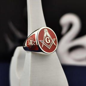 Master Mason Blue Lodge Ring - Square & Compass G Personalized - Bricks Masons