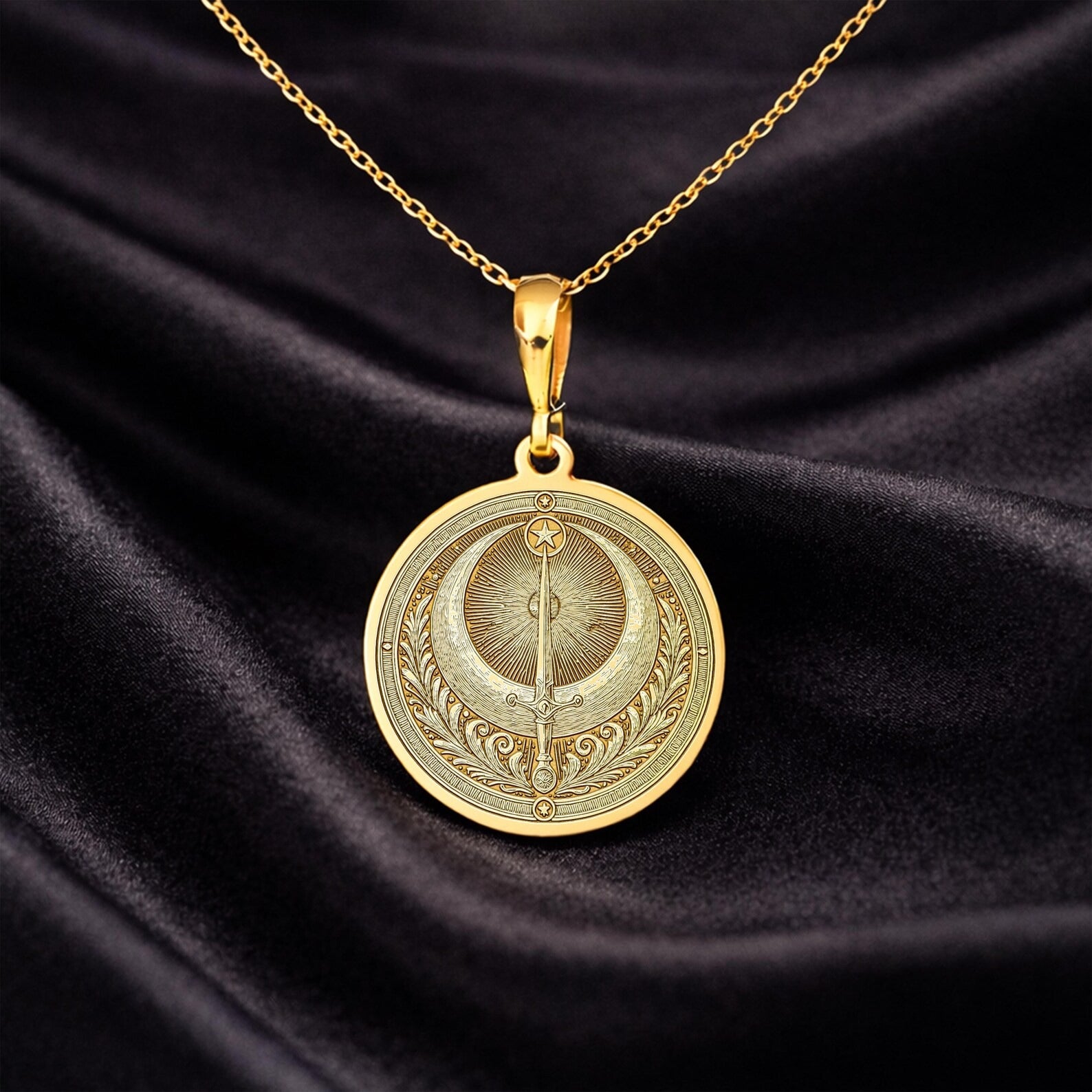 Masonic Necklace - Shriners Crescent Sword With Customization - Bricks Masons