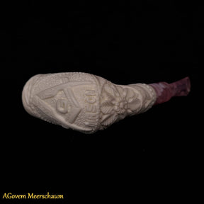 Master Mason Blue Lodge Meerschaum Pipe - Handmade Natural Wax Coating - Bricks Masons