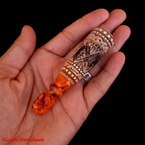 Master Mason Blue Lodge Cigarette Holder - Meerschaum & Natural Wax with Fitter Case - Bricks Masons