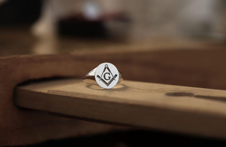 Master Mason Blue Lodge Ring - Custom Lodge Number 925 Sterling Silver - Bricks Masons