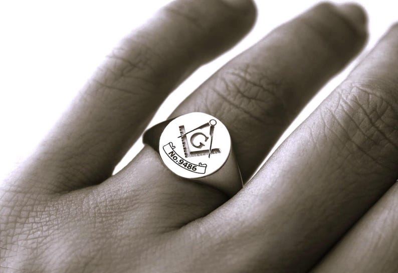 Master Mason Blue Lodge Ring - Custom Lodge Number 925 Sterling Silver - Bricks Masons