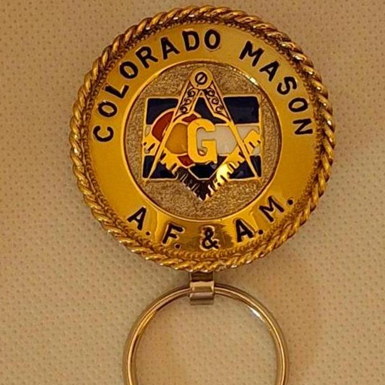 Master Mason Blue Lodge Keychain - Handcrafted Colorado State Red, White & Blue - Bricks Masons