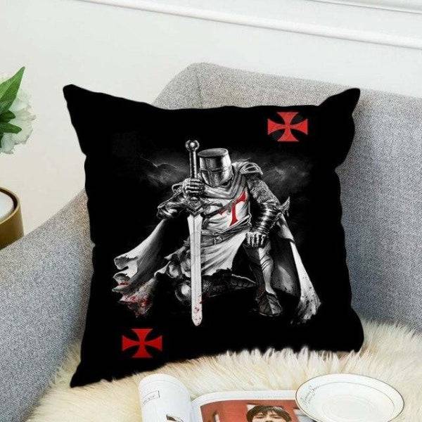 Knights Templar Commandery Pillowcase - Black & Red Cross With Zipper