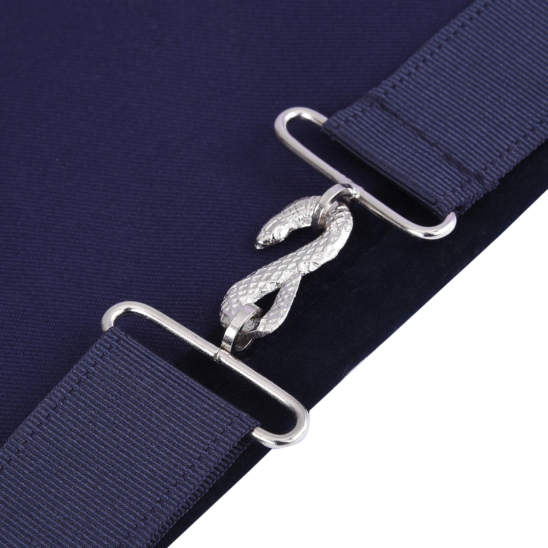 Junior Deacon Blue Lodge Officer Apron - Dark Blue With Silver Hand Embroidery Bullion - Bricks Masons