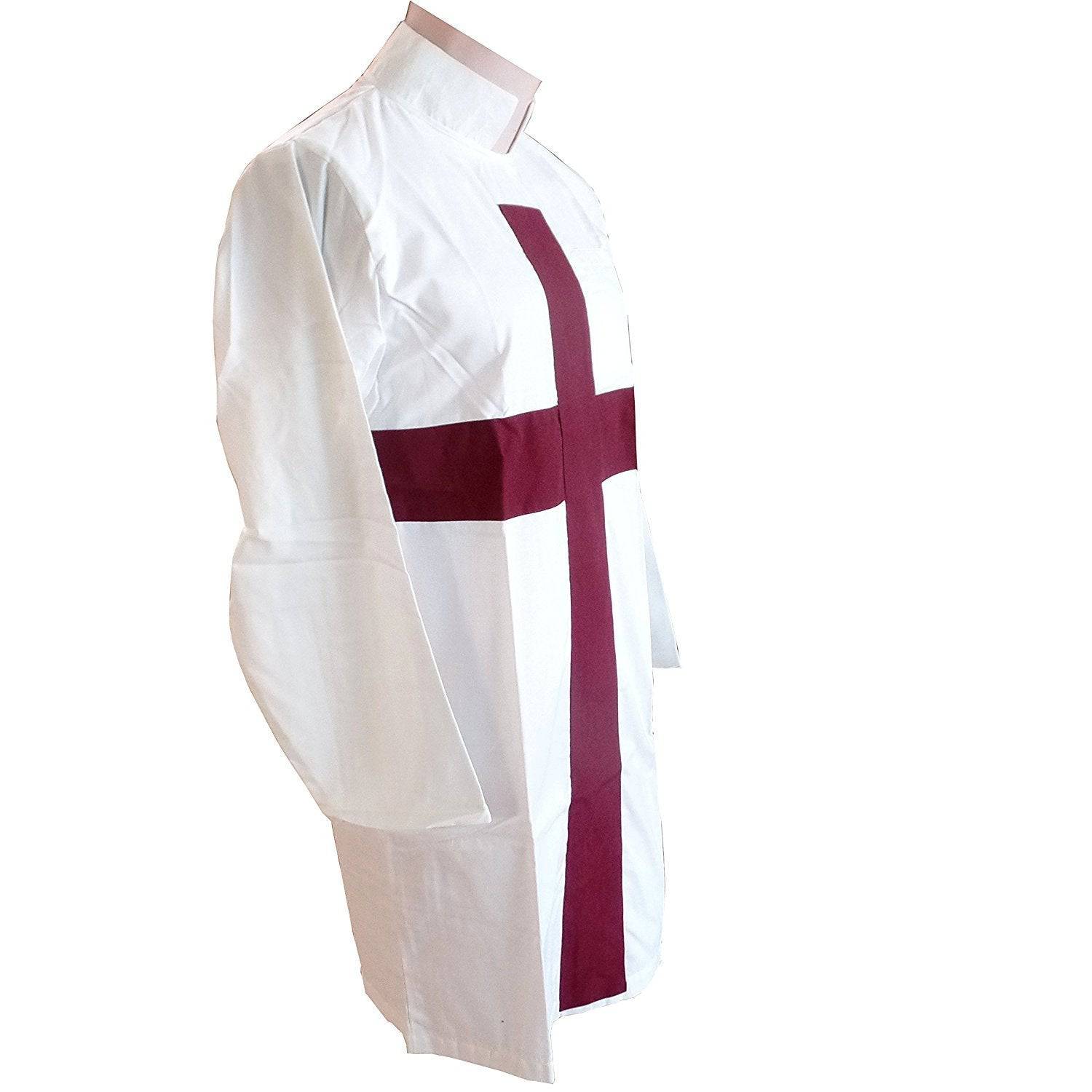 Knight Templar Priests Tunic - Maroon Cross & White - Bricks Masons
