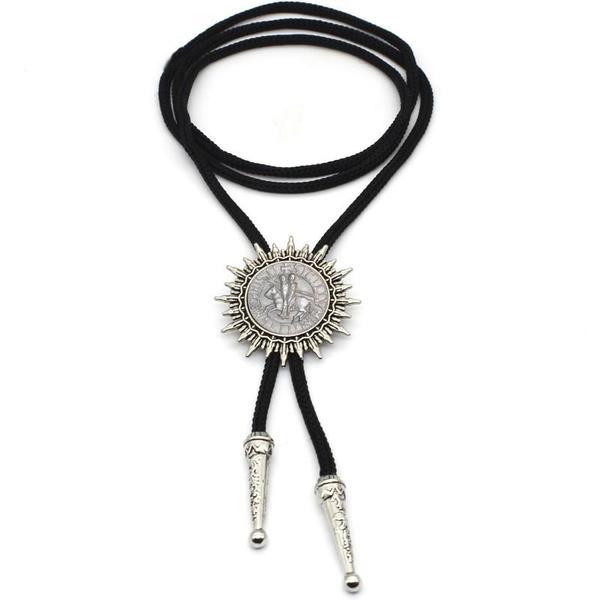 Knights Templar Bolo Tie - Silver & Black - Bricks Masons