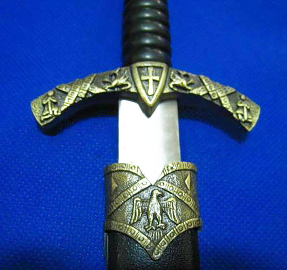 Knights Templar Dagger - Motif Cross Sword Knife 13.4" - Bricks Masons