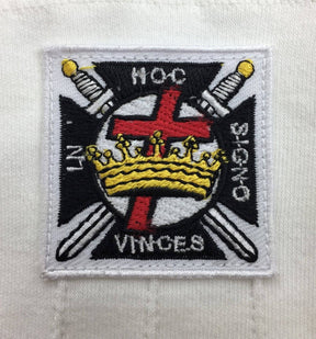 Knights Templar Commandery Gloves - White Cotton Machine Embroidered Emblem - Bricks Masons