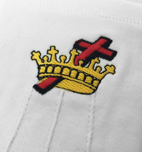 Knights Templar Commandery Gloves - White Cotton Machine Embroidered Logo - Bricks Masons