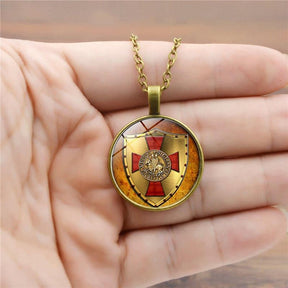 Knights Templar Necklace - Glass Cover Pendant - Bricks Masons