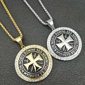 Knights Templar Necklace - Non Nobis Domine Sed Nomini Tuo Da Gloriam - Bricks Masons