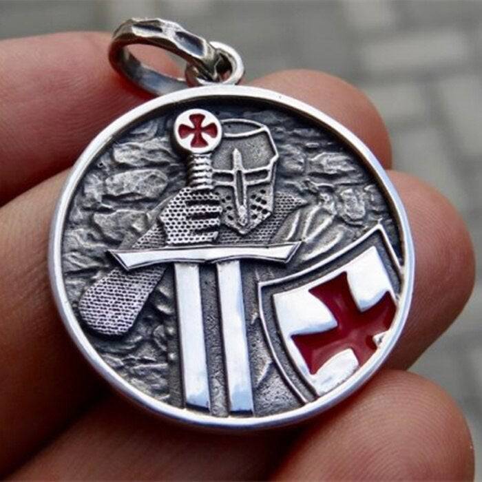 Knights Templar Necklace - Shield Cross - Bricks Masons