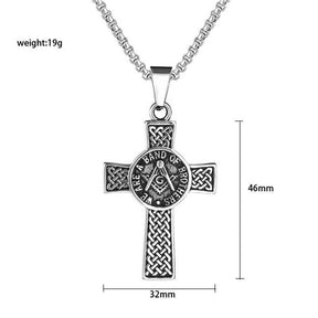 Knights Templar Necklace - WE ARE A BAND OF BROTHERS Cross Pendant - Bricks Masons