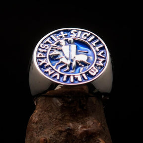 Knights Templar Ring - Blue Sigillum MilItum XPISTI - Bricks Masons