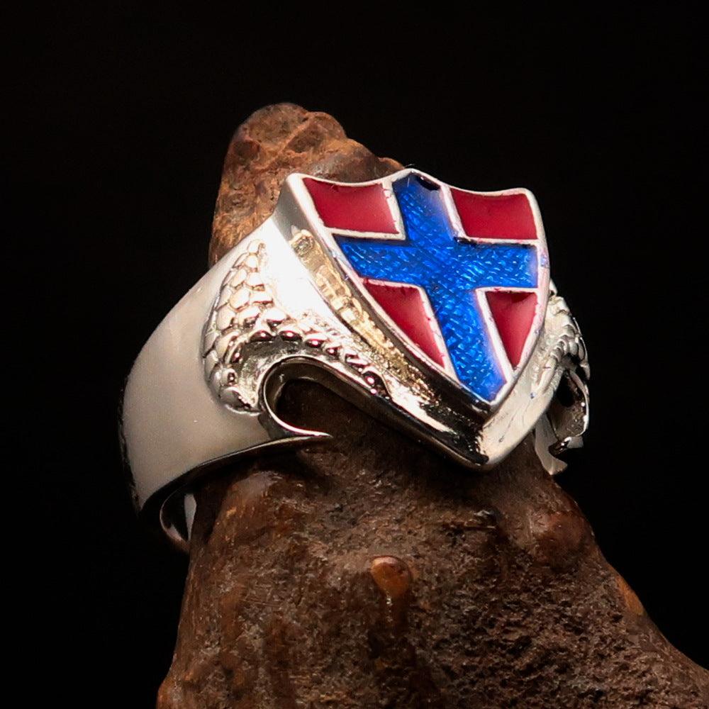 Knights Templar Ring - Flag of Norway Blue Cross On Red - Bricks Masons