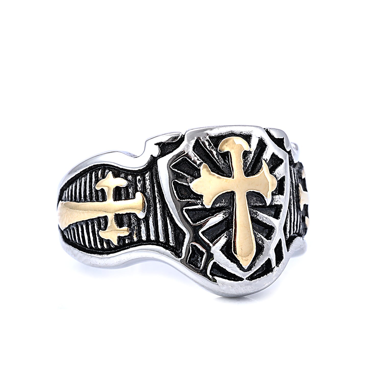 Knights Templar Commandery Ring - Gold Armor Shield Cross Sword - Bricks Masons