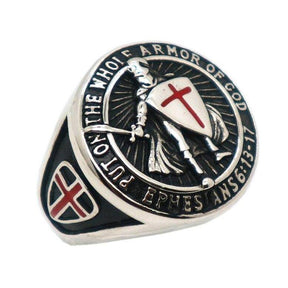 Knights Templar Ring - "Put On The Whole Armor Of God" Cross - Bricks Masons