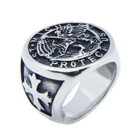 Knights Templar Ring - Saint Michael Protect Us Different Color - Bricks Masons