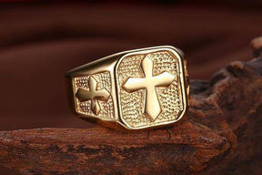 Knights Templar Ring - Signet Gold/ Silver - Bricks Masons
