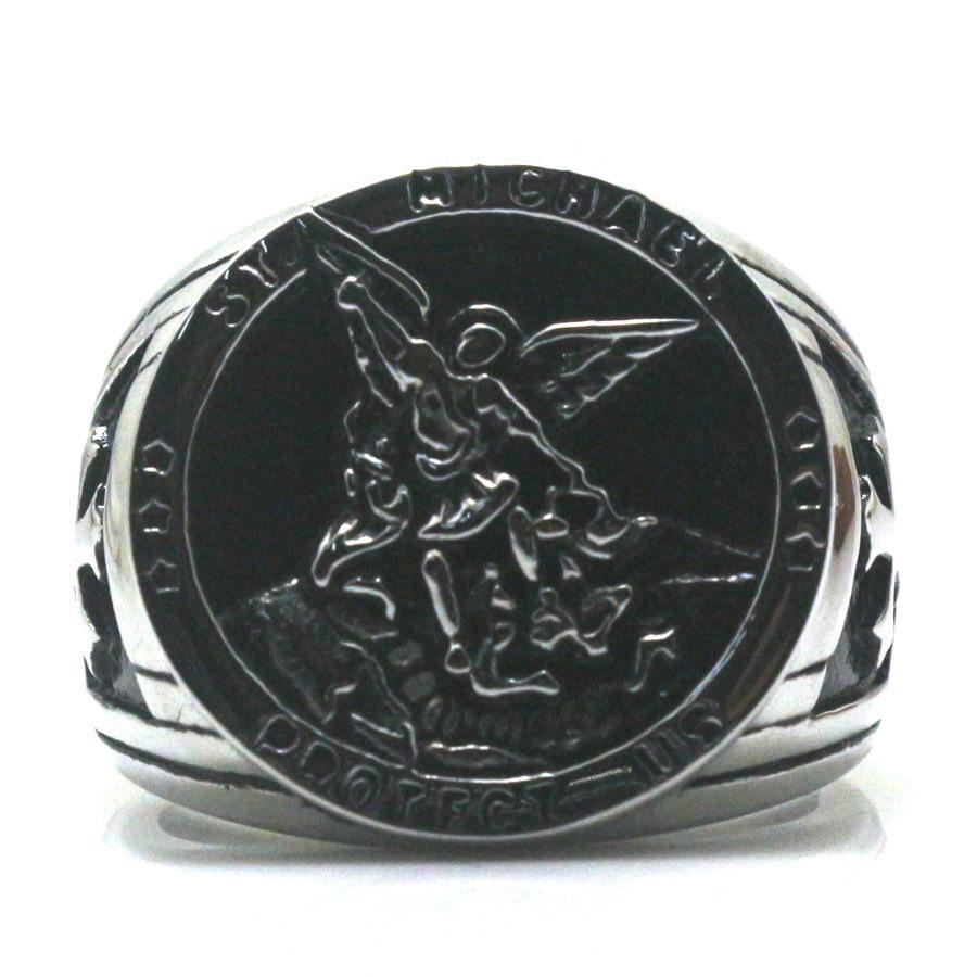 Knights Templar Ring - St. Michael Protect Us (Gold and Silver) - Bricks Masons