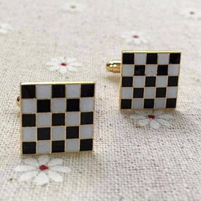 Masonic Cufflink - Black & White Checkered - Bricks Masons