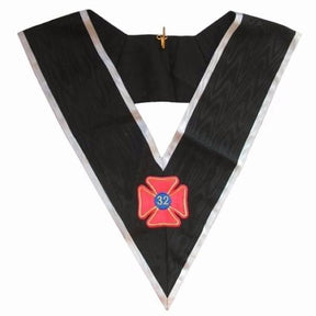 32nd Degree Scottish Rite Collar - Black Moire with White Borders