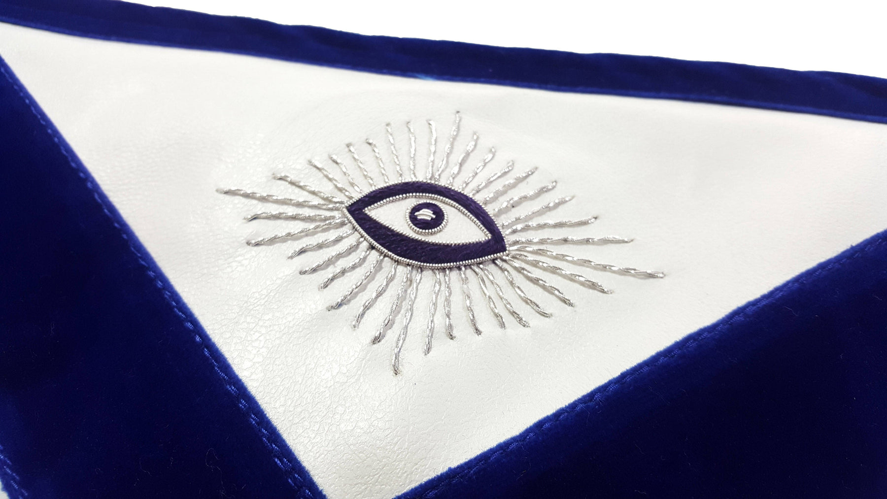 Master Mason Blue Lodge Apron - Royal Blue Silver Embroidery - Bricks Masons