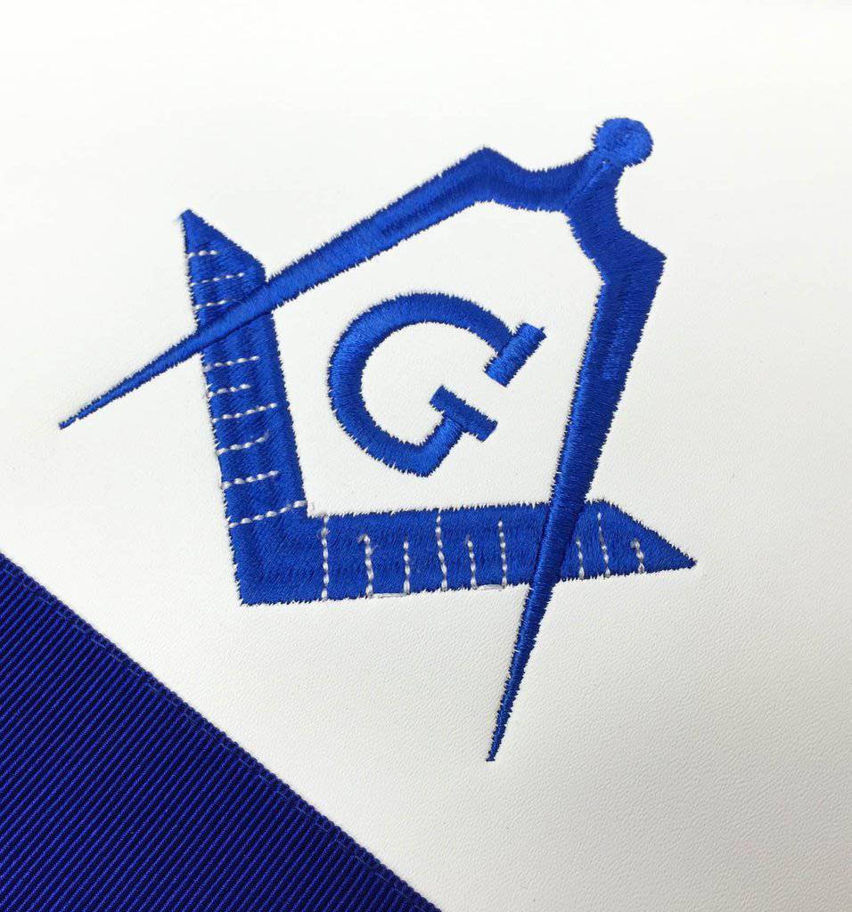 Master Mason Blue Lodge Apron - White & Royal Blue - Bricks Masons