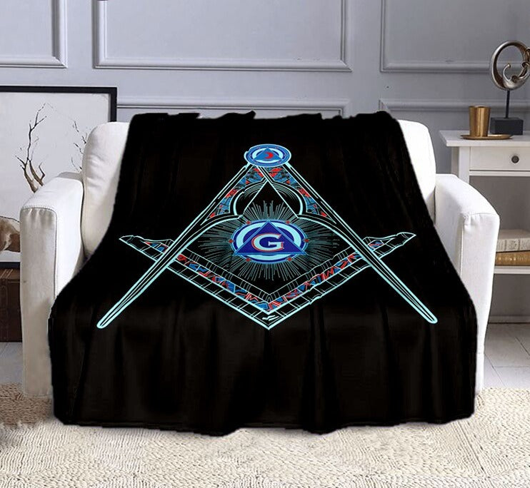 Master Mason Blue Lodge Blanket - The Freemasons Printed Flannel Cashmere - Bricks Masons
