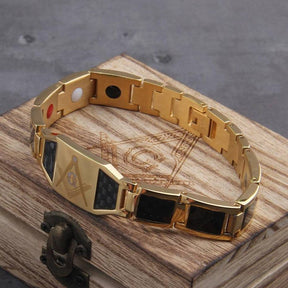 Master Mason Blue Lodge Bracelet - Compass And Square G Carbon Fiber Magnetic Men - Bricks Masons