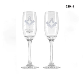 Master Mason Blue Lodge Champagne Flute - 2 Pieces Set - Bricks Masons