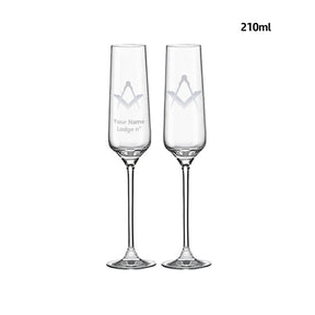 Master Mason Blue Lodge Champagne Flute - 2 Pieces Set - Bricks Masons