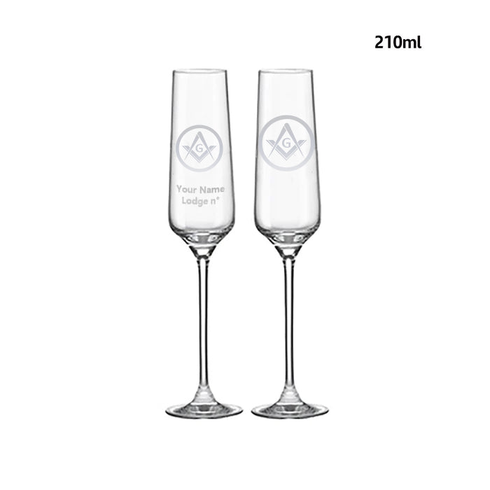 Master Mason Blue Lodge Champagne Flute - 2 Pieces Set - Bricks Masons