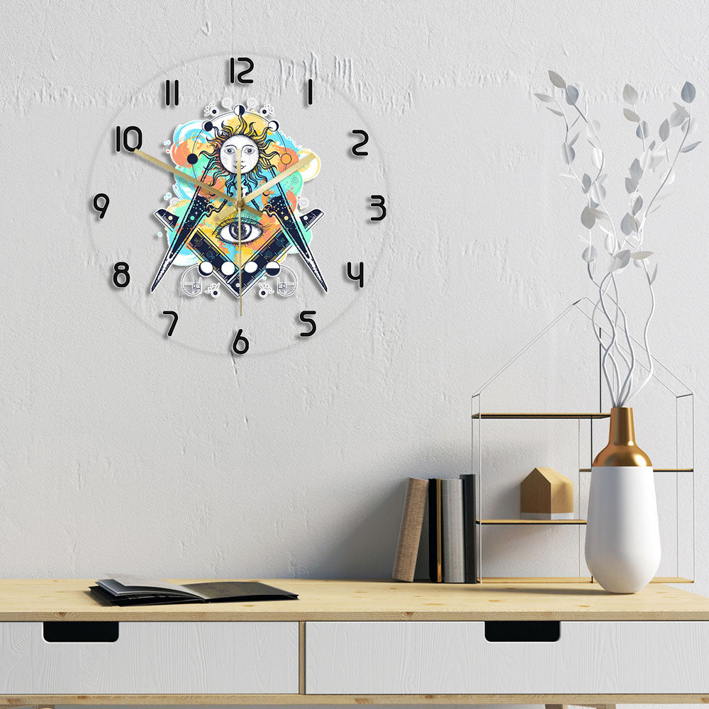 Master Mason Blue Lodge Clock - Eye of Providence LED - Bricks Masons