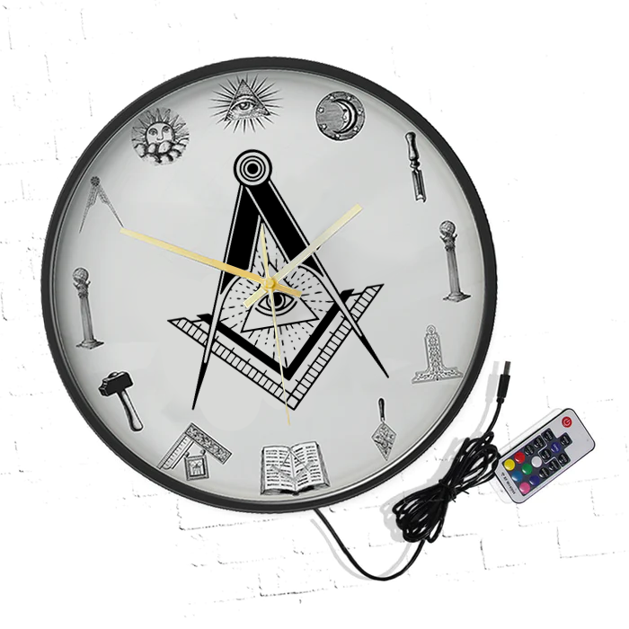 Master Mason Blue Lodge Clock - Frame with LED - Bricks Masons